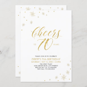 Invitation À 70   Gold & White 70th Birthday Party