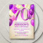 Invitation à 70e anniversaire des ballons roses