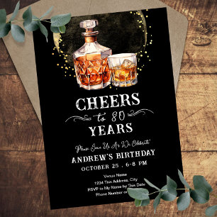 Invitation À 80 Ans de Félicitations Bar à whisky vintage ann