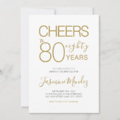 Invitation À 80 ans Élégant Or Blanc Anniversaire  (Devant)