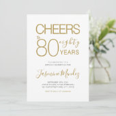 Invitation À 80 ans Élégant Or Blanc Anniversaire  (Debout devant)