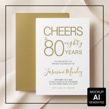 À 80 ans Élégant Or Blanc Anniversaire