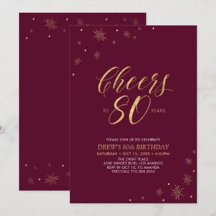 Invitation À 80 ans, félicitations Fête d'anniversaire 80 a