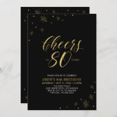 Invitation À 80 | Gold & Black 80th Birthday Party (Devant / Derrière)
