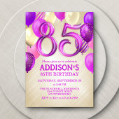 Invitation à 85e anniversaire des ballons roses