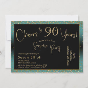 Invitation À 90 ans, félicitations Teal et Or
