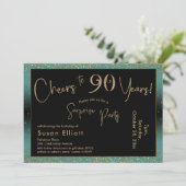 Invitation À 90 ans, félicitations Teal et Or (Debout devant)