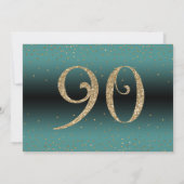 Invitation À 90 ans, félicitations Teal et Or (Dos)
