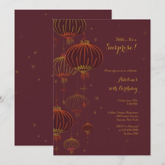 Invitation à accrocher des lanternes (Devant / Derrière)