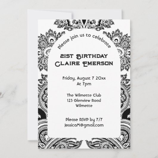 Invitation à arche de Paisley (Devant)