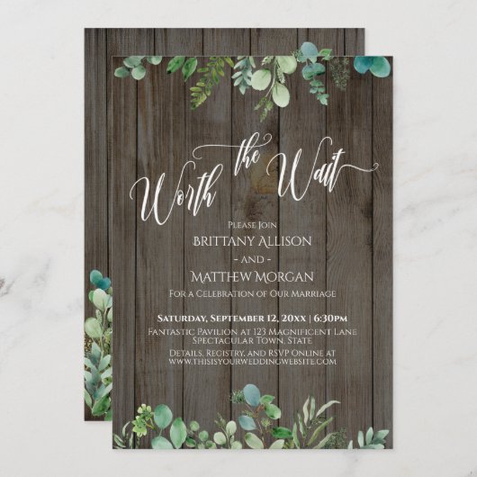 Invitation À attendre Eucalyptus verdure Bois Brown (Devant / Derrière)