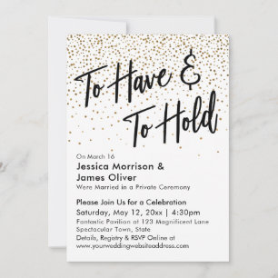 Invitation À avoir & à garder Confettis pailletés or faux