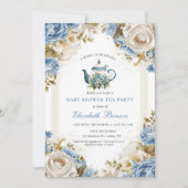 Invitation A Baby Is Brewing Blue Floral Shower (Devant)