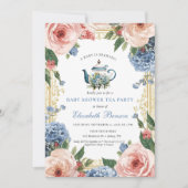 Invitation A Baby Is Brewing Blue Floral Shower (Devant)