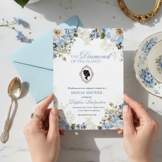 Invitation A Baby Is Brewing Blue Floral Shower