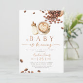Invitation A Baby is Brewing Coffee Bean Baby Shower (Debout devant)