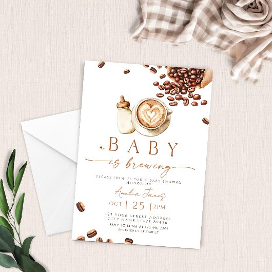 Invitation A Baby is Brewing Coffee Bean Baby Shower
