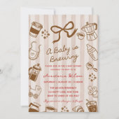 Invitation A Baby is Brewing Coffee bow hand drawn Shower (Devant)