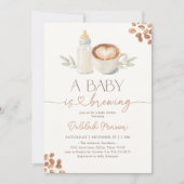 Invitation A Baby is Brewing Gingham Coffee Baby Shower (Devant)