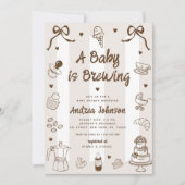 Invitation A Baby is Brewing Hand Drawn French Baby Shower (Devant)