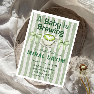 Invitation A Baby Is Brewing Matcha Baby Shower 