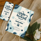 Invitation A Baby is Brewing Retro Blue Coffee Baby Shower