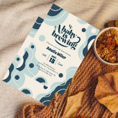 Invitation A Baby is Brewing Retro Blue Coffee Baby Shower