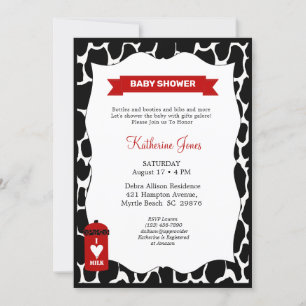 Invitation à Baby shower à thème Neutre Vache