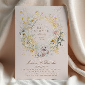 invitation à baby shower blanc botanique rose