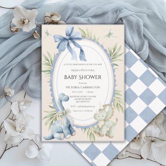 Invitation A Babysauraus is on the Way Cute Baby Shower