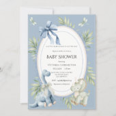 Invitation A Babysauraus is on the Way Cute Blue Baby Shower  (Devant)
