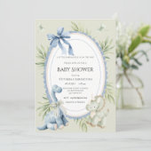 Invitation A Babysauraus is on the Way Sage Green Baby (Debout devant)