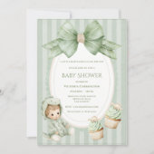 Invitation A Babysauraus is on the Way Sage Green Baby Invita (Devant)