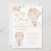 Invitation à ballons d'air chaud 1er anniversaire (Devant)