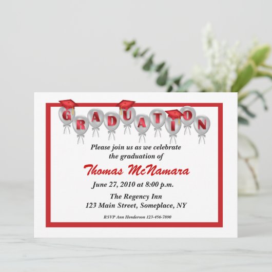 Invitation à ballons de finition rouge (Debout devant)