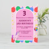 Invitation à ballons unicorne 3e anniversaire (Debout devant)