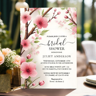 Invitation À Bamboo rose Sakura cerise Fête des mariées en fl