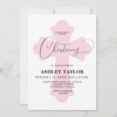 Invitation à baptême de Croix rose pâle (Devant)