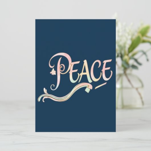 Invitation A beautiful, flowing script of the word "Peace" fe (Debout devant)