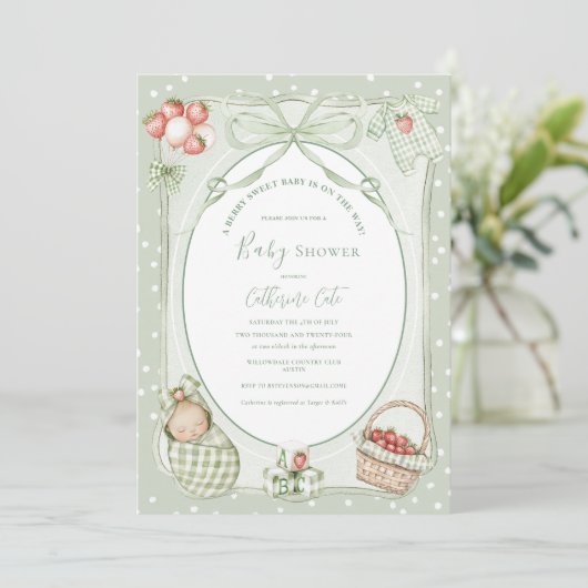 Invitation A Berry Sweet Baby Cute Baby Shower (Debout devant)