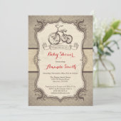Invitation à bicyclette Baby shower Vintage Rétro (Debout devant)