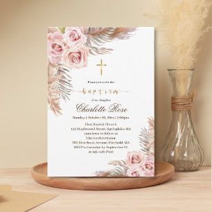 Invitation à boho rose floral moderne
