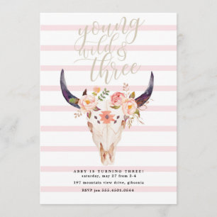 Invitation à Boho Young Wild et à trois Anniversai