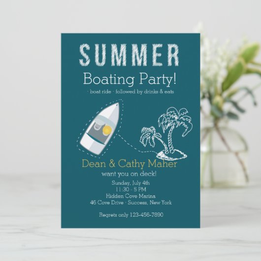 Invitation à bord d'un bateau Customisée (Debout devant)