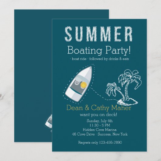 Invitation à bord d'un bateau Customisée (Devant / Derrière)