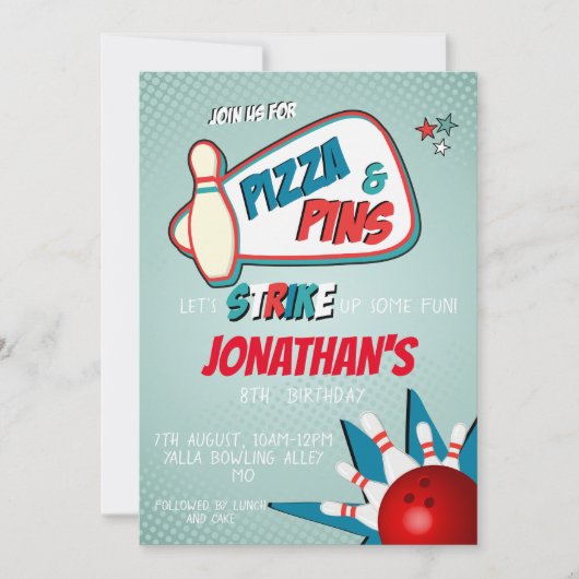 Invitation à bowling pour les garçons, (Devant)