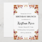invitation à brunch d'anniversaire fleuri (Devant / Derrière)