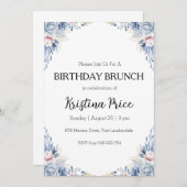 invitation à brunch d'anniversaire fleuri (Devant / Derrière)