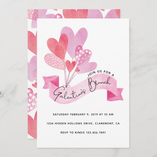 Invitation à Brunch de Galentine (Devant / Derrière)