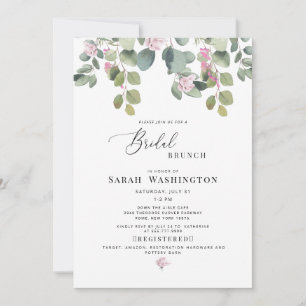 Invitation à Brunch de la nuptiale rose Eucalyptus